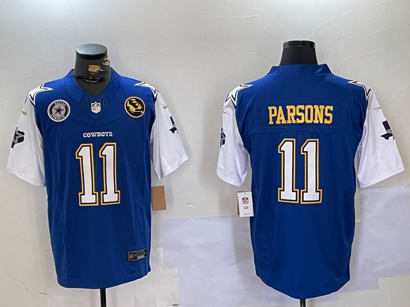 Men Dallas Cowboys 11 Parsons Blue five generations 2024 Nike Vapor Limited NFL Jersey style 3